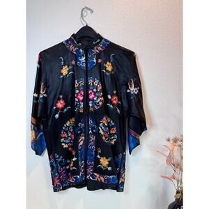 Antique 1890s-1930s Hand-Embroidered Chinese‎ Silk Jacket Qing Dynasty 22x28